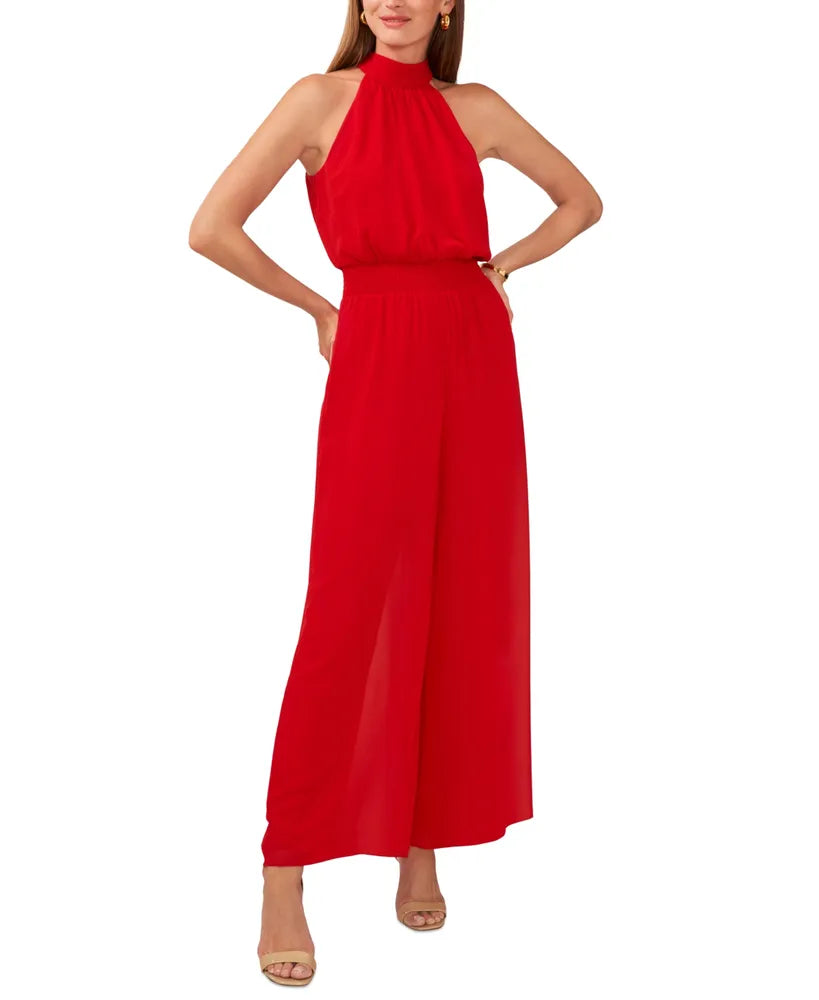 Vince Camuto Women's Red  Halter Tie-Back Wide-Leg Jumpsuit | Vince Camuto  In Lebanon