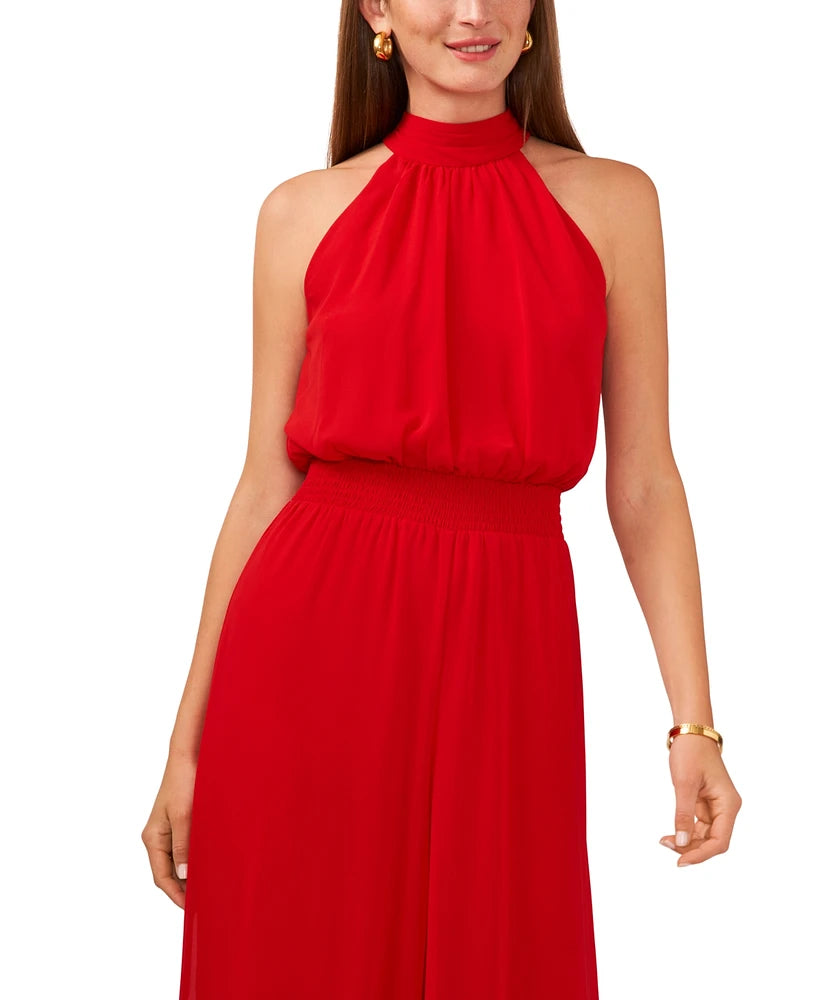 Vince Camuto Women's Red  Halter Tie-Back Wide-Leg Jumpsuit | Vince Camuto  In Lebanon