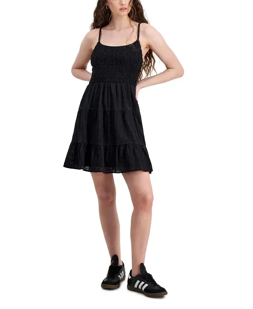 Hippie Rose Junior's  Black Tiered Mini Dress | Hippie Rose In Lebanon