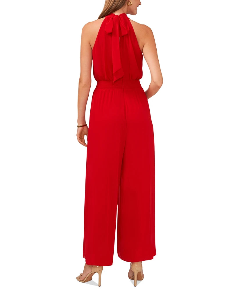 Vince Camuto Women's Red  Halter Tie-Back Wide-Leg Jumpsuit | Vince Camuto  In Lebanon
