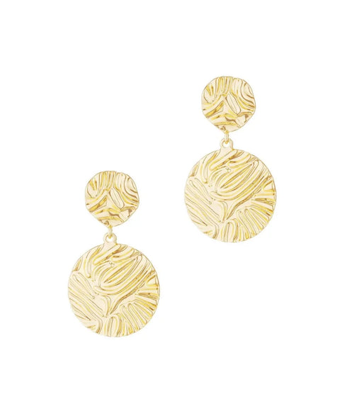 Ettika Women's Gold-Plated Textured Double Disc Earring | Ettika in Lebanon