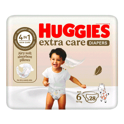 Huggies Extra Care 28 Diapers Size 6 (15+ KG) | Huggies In Lebanon