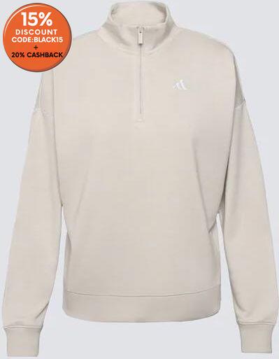 Adidas Women's Light Gray 1/4 Zip Neck Sweatshirt |Adidas In Lebanon