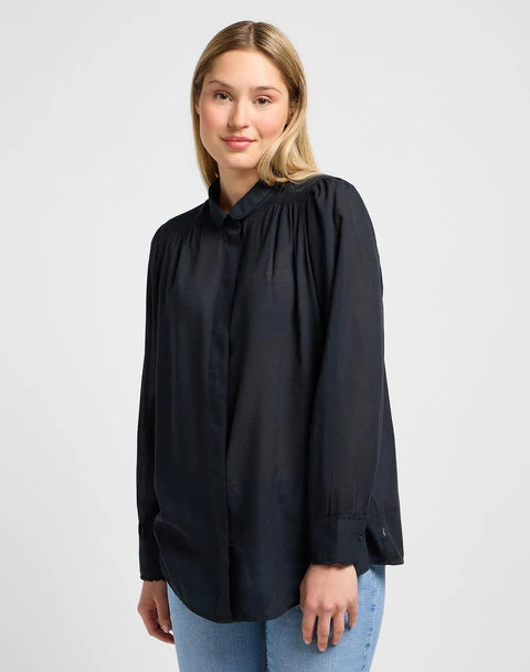 Lee Women's Black Shirred Long-Sleeve Blouse | Lee in Lebanon