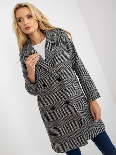 Sublevel Women's Gray Checkered Wool Coat |Sublevel In Lebanon