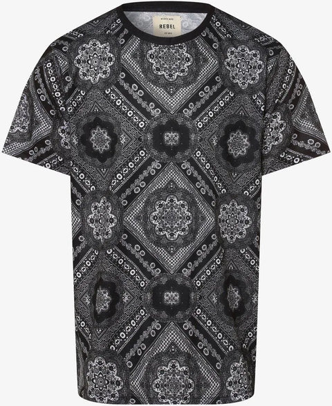 Redefined Rebel Men's Black & White Bandana Print Crew Neck T-Shirt | Redefined Rebel in Lebanon