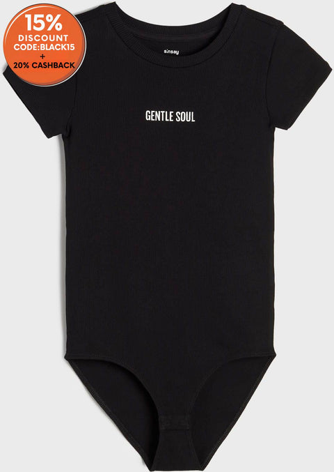 Sinsay Girl's Black Ripped Short Sleeve Bodysuit | Sinsay In Lebanon