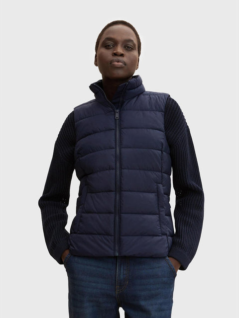 Tom Tailor Women's Navy Puffer Vest | Tom Tailor In Lebanon