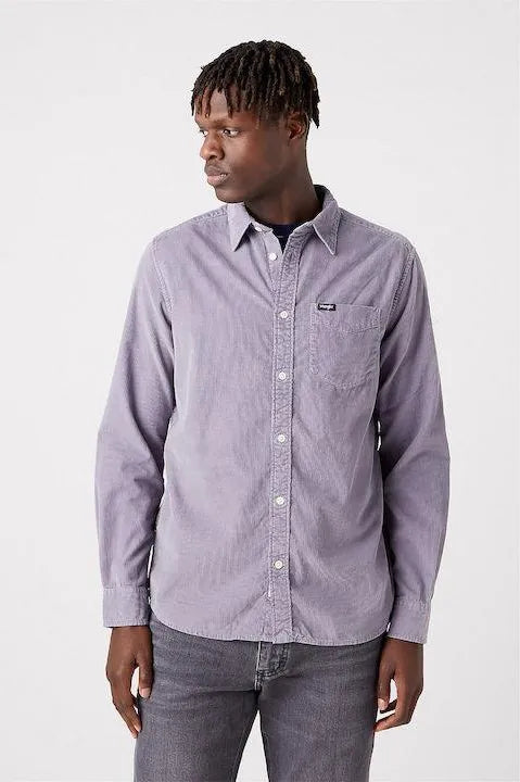 Wrangler Men's Lilac Corduroy Logo 1 Pocket Shirt | Wrangler In Lebanon