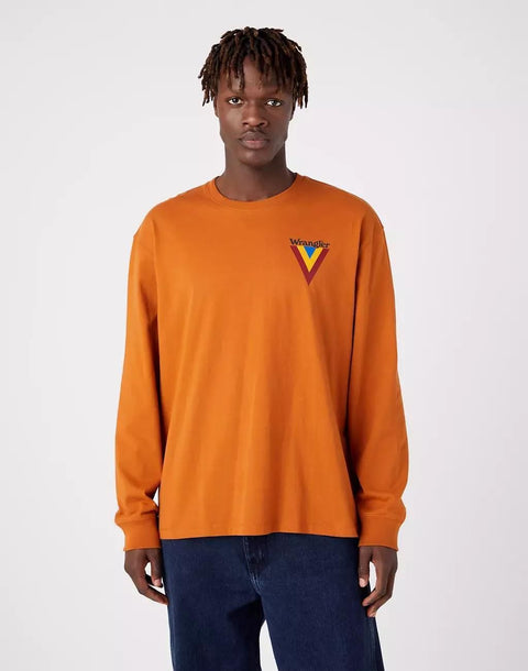 Wrangler Men's Nutmeg Brown Chest Logo Long Sleeve Blouse | Wrangler In Lebanon