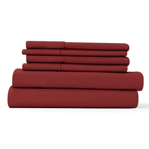 I Enjoy Home Burgundy Red 6-PC Luxury Ultra Soft Cal King Bed Sheet Set | I Enjoy Home In Lebanon
