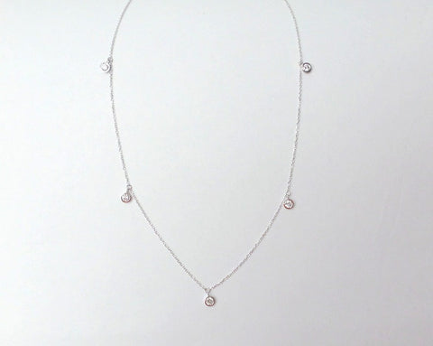 SD Women's Silver Tone Diamond Bezel Necklace |SD In Lebanon