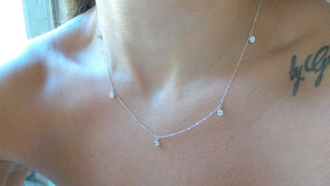 SD Women's Silver Tone Diamond Bezel Necklace |SD In Lebanon