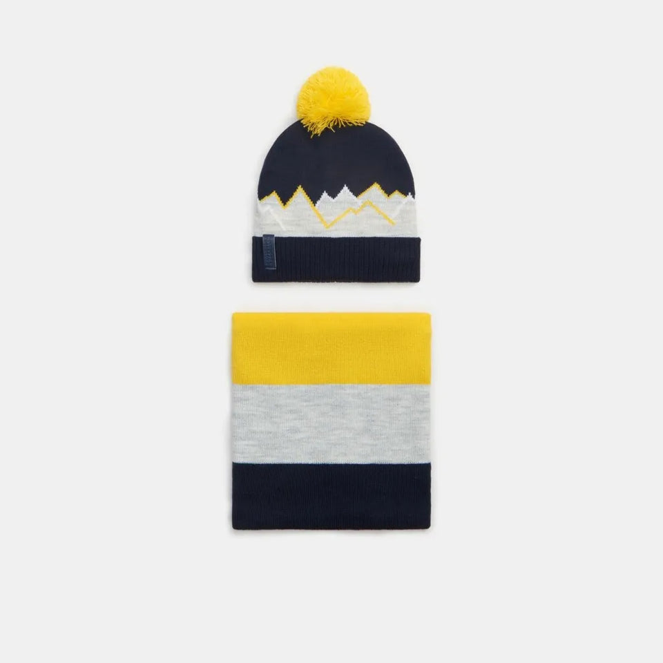 Sinsay Boy's Multicolor Mountain Pattern Beanie & Scarf Set
