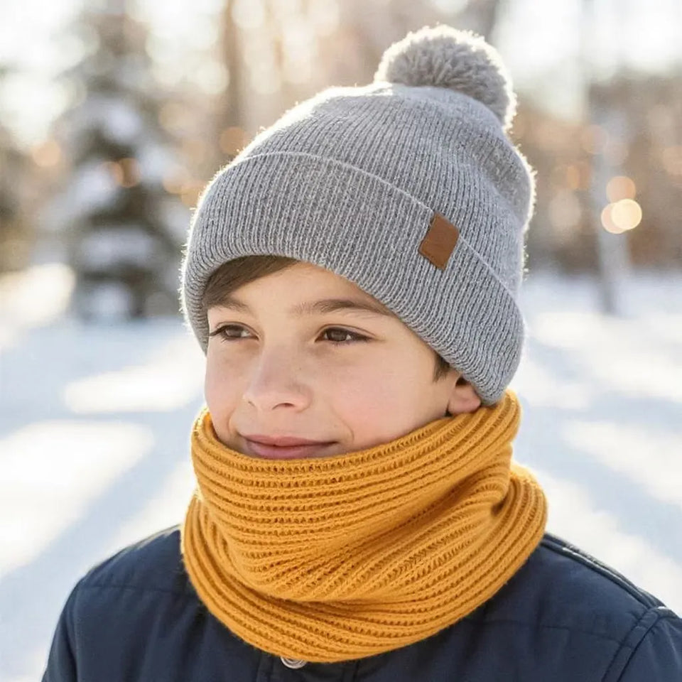 Sinsay Boy's Mustard Fleece-Lined Ribbed Scarf