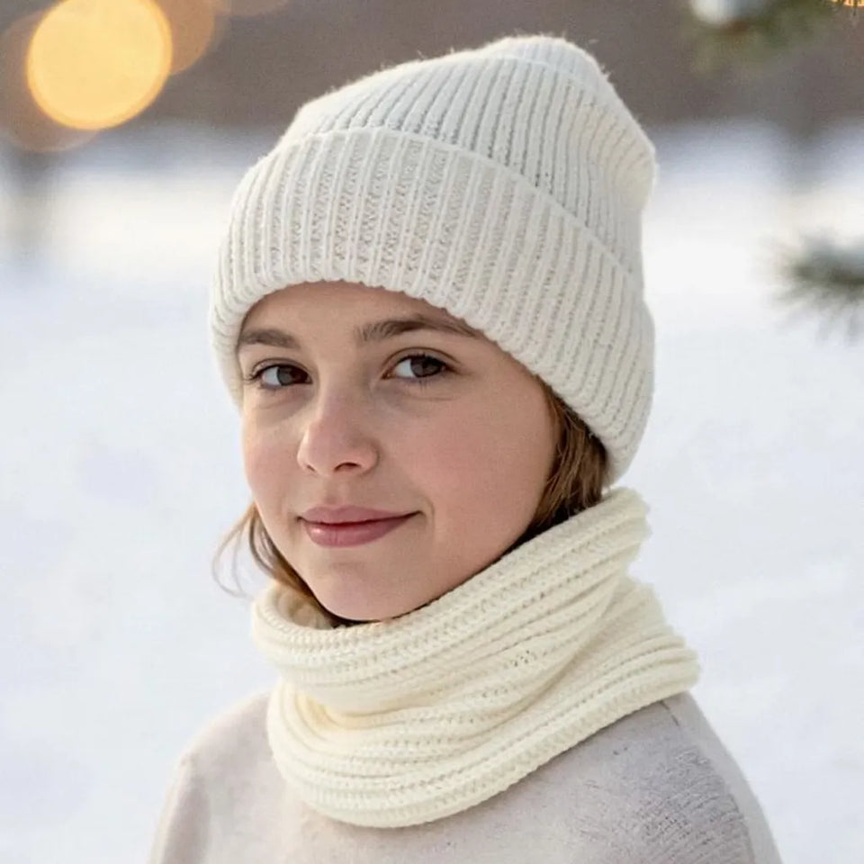 Sinsay Girl's Cream Ribbed Sherpa Fleece Lining Scarf