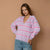 Sinsay Women's Lilac Striped V-Neck Cardigan