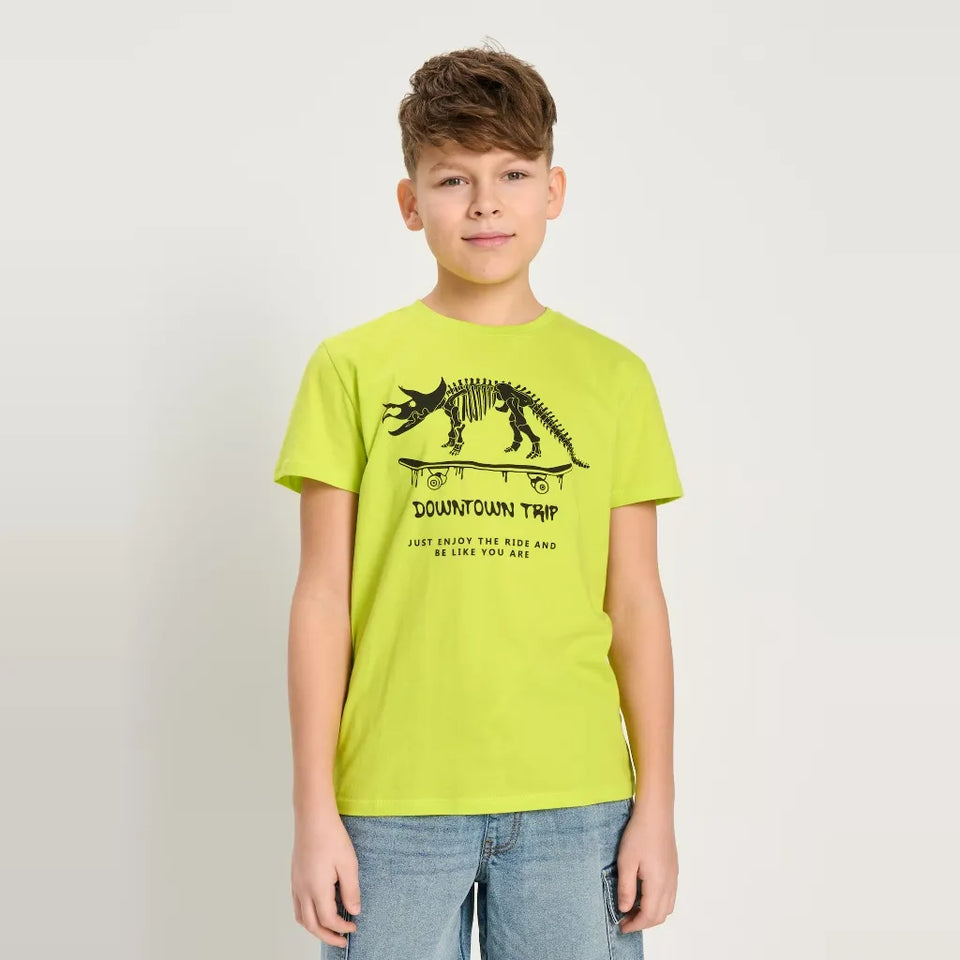 Sinsay Boys Lime Printed Crew Neck T-Shirt