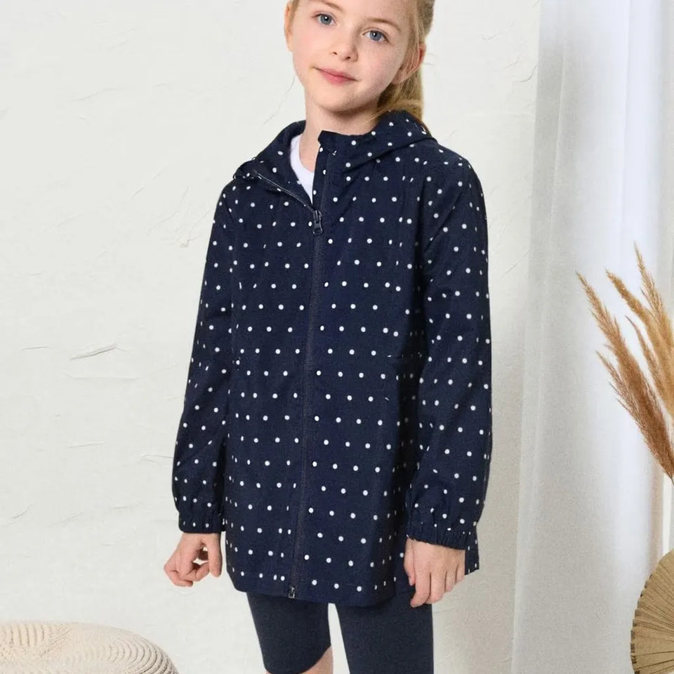 Sinsay Girl's Navy Polka Dot Hooded Jacket