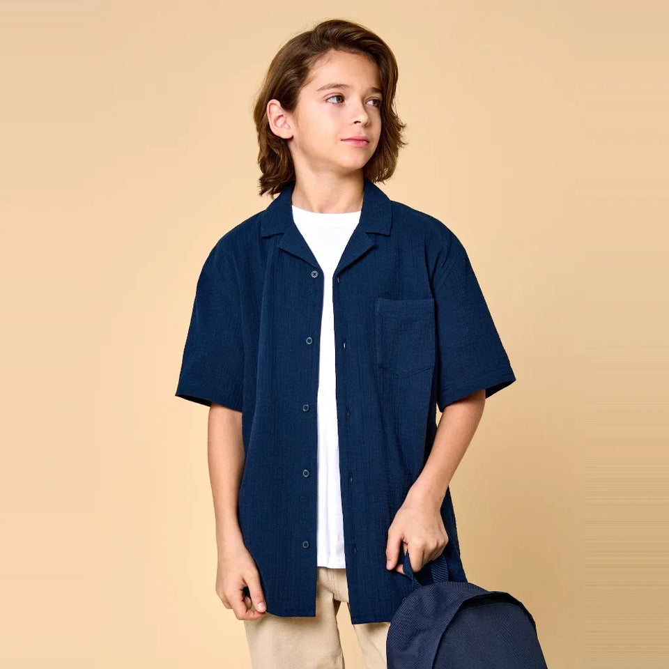 Sinsay Boy's Navy Short Sleeve Shirt