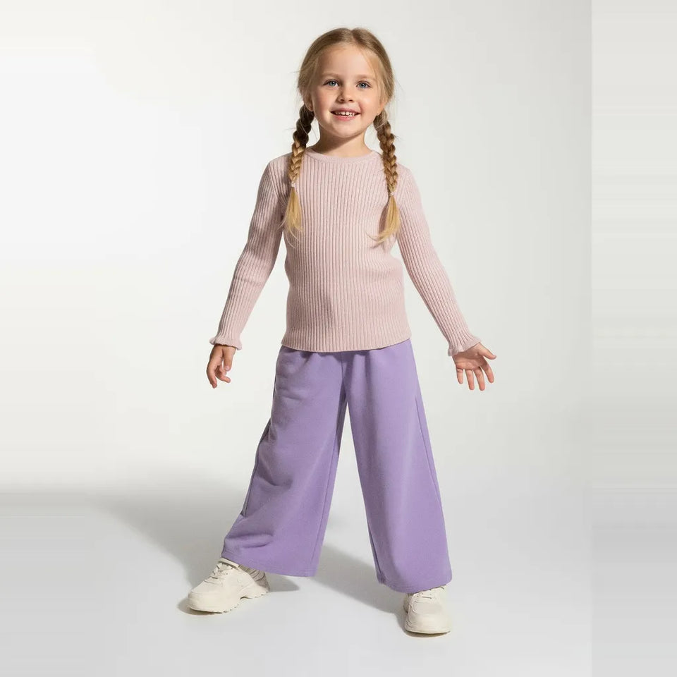 Sinsay Girl's Dusty Rose Ribbed Crew Neck Blouse
