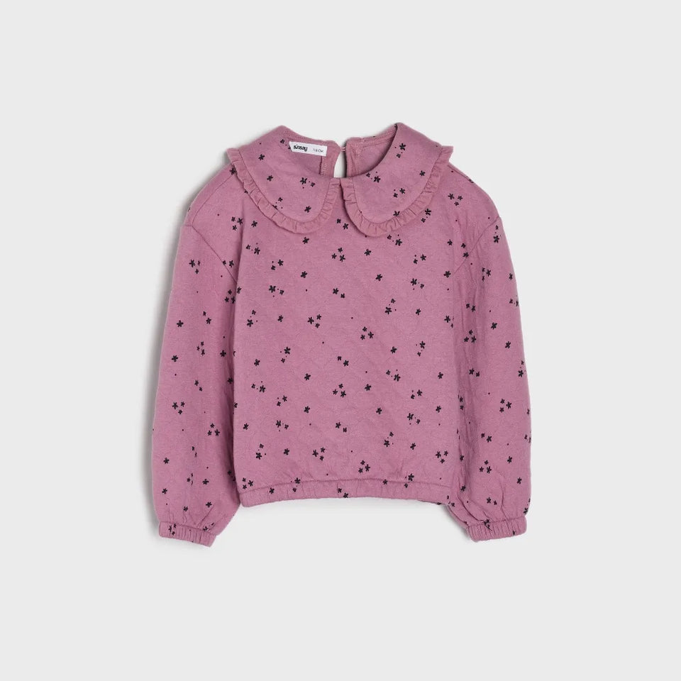 Sinsay Girl's Mauve Floral Peter Pan Collar Sweatshirt