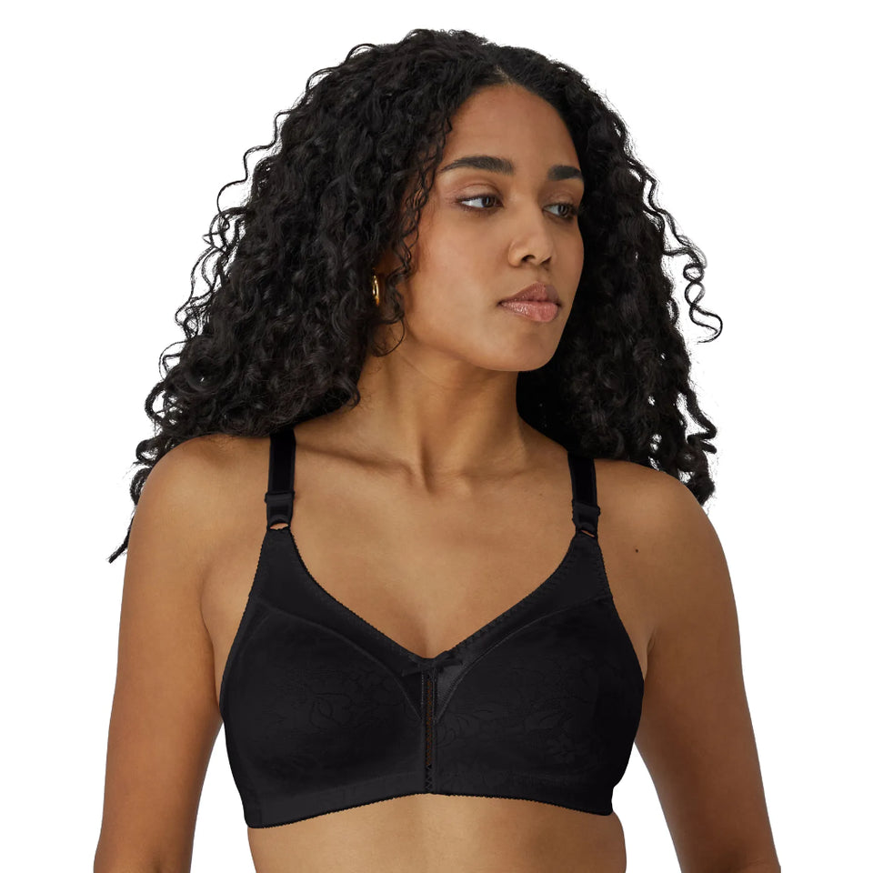 Bali Women's Black Double Support Lace Wireless Bra