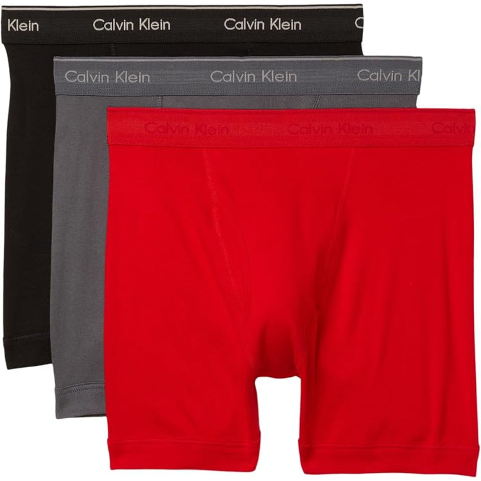 Calvin Klein Men's Grey/Red/Black Cotton Classics 3-Pack Boxer
