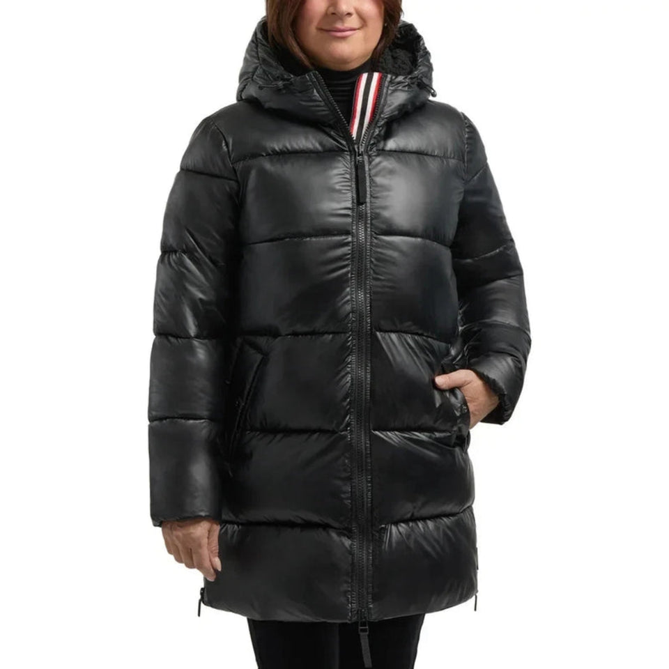Hunter Women's Black Hooded Long Puffer Jacket