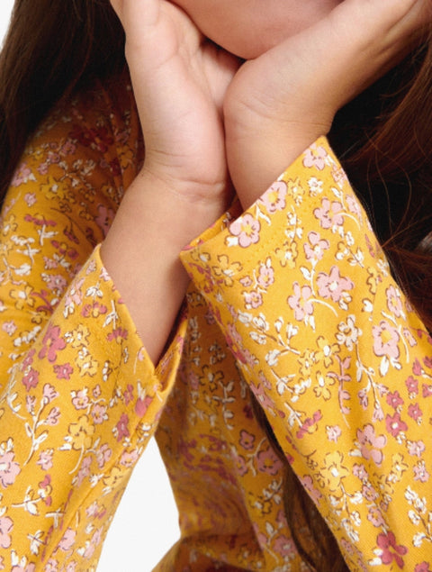 Sinsay Girl's  Mustard Floral Long Sleeve Blouse | Sinsay In Lebanon