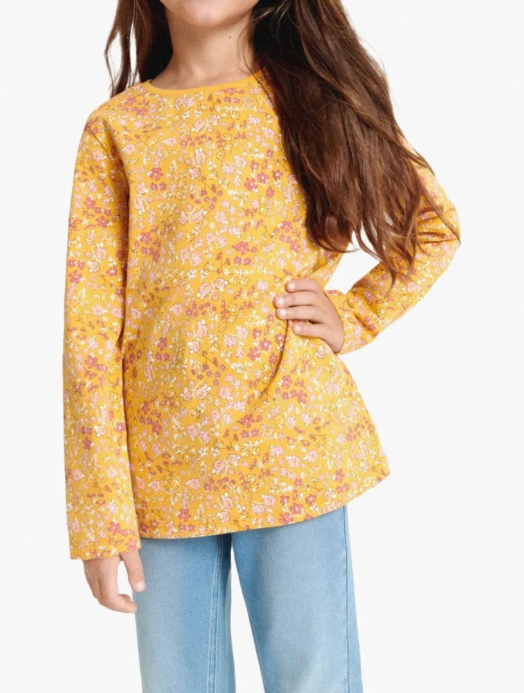Sinsay Girl'sMustard Floral Long Sleeve Blouse | Sinsay In Lebanon
