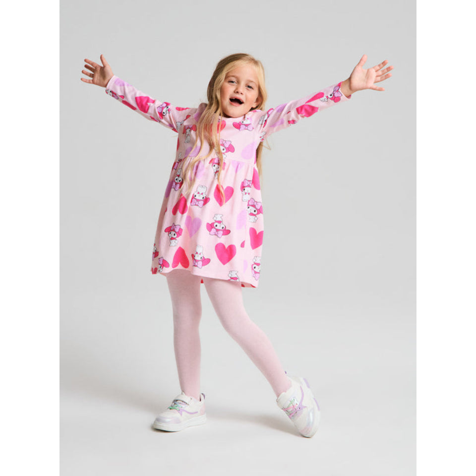 Sinsay Girl's Pink My Melody Heart-Print Long-Sleeve Dress