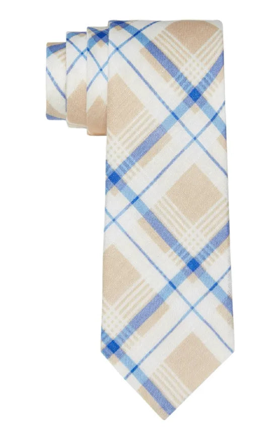 Tommy Hilfiger Men's Beige Robert Slim Plaid Linen Neckties |Tommy Hilfiger in Lebanon