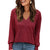 INSPIRE CHIC Women's Burgundy Long Lantern Sleeve V Neck Lightweight Blouse