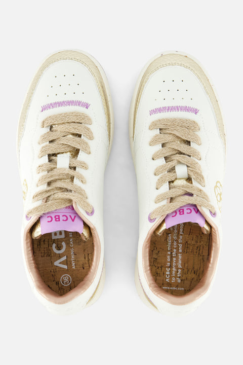 ACBC Women's White Golden Shacbewf Evergreen Flower Sneakers | ACBC In Lebanon