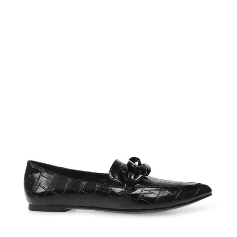 Steve Madden Women's Black Croc Leather Famed Flat |Steve Madden In Lebanon