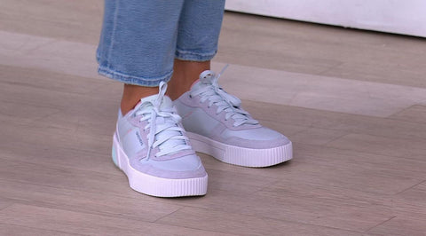 Skechers Women's Light blue Jade Floral Print Suede Court Sneakers   | Skechers in Lebanon