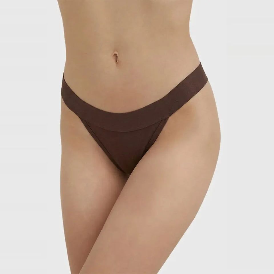 DKNY Women's Dark Brown Low Rise Sheer Thong Brief