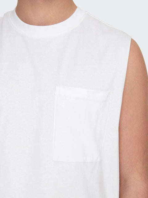 Only & Sons Men's White Onsfred Pocket Sleeveless Tank Top | Only & Sons In Lebanon
