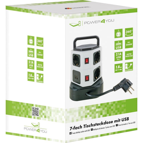Schwaiger 7-Way Table Socket With USB Ports | Schwaiger In Lebanon