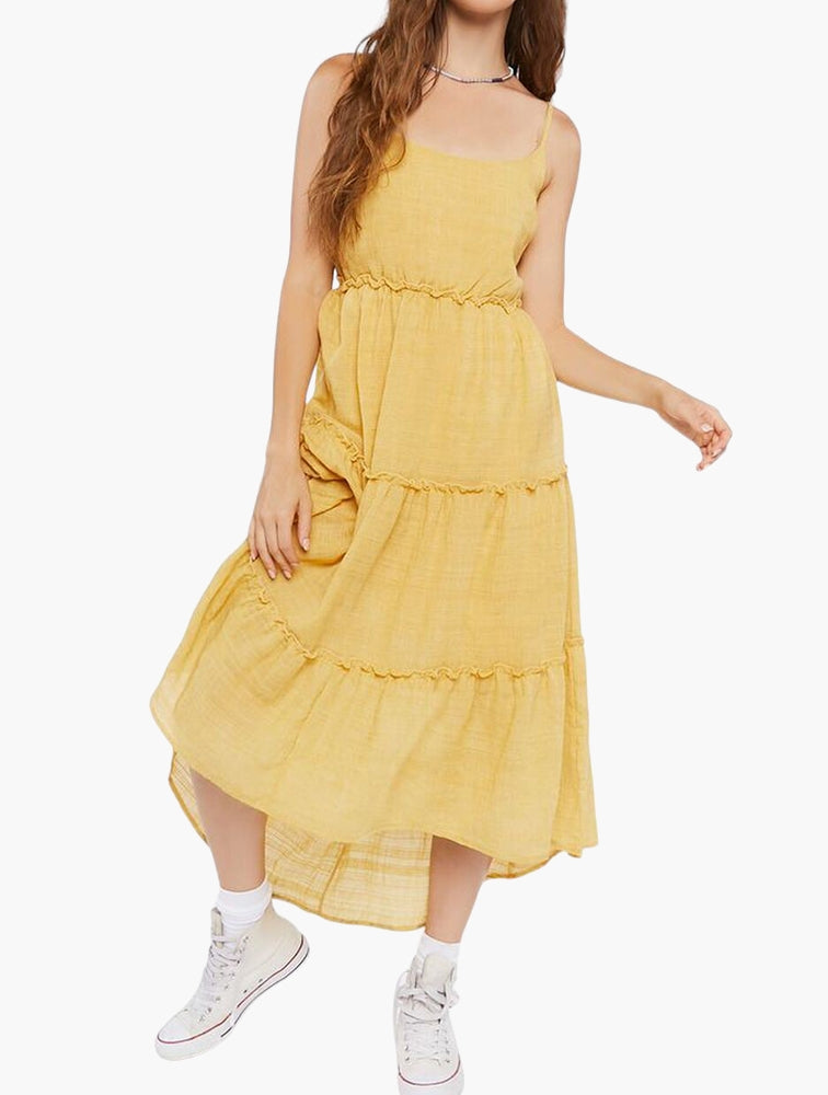 Forever 21 Women's Yellow Tiered Cam Maxi Dress |Forever 21 in Lebanon