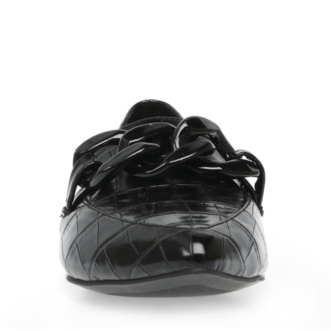 Steve Madden Women's Black Croc Leather Famed Flat |Steve Madden In Lebanon