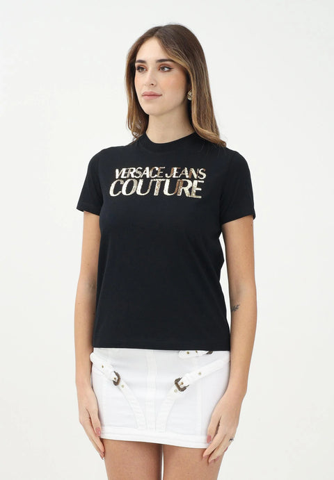 Versace Jeans Couture Women's Black Short-sleeve T-Shirt | Versace Jeans Couture  In Lebanon
