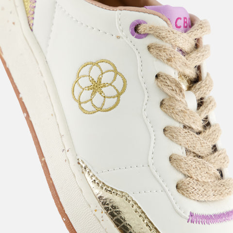 ACBC Women's White Golden Shacbewf Evergreen Flower Sneakers | ACBC In Lebanon