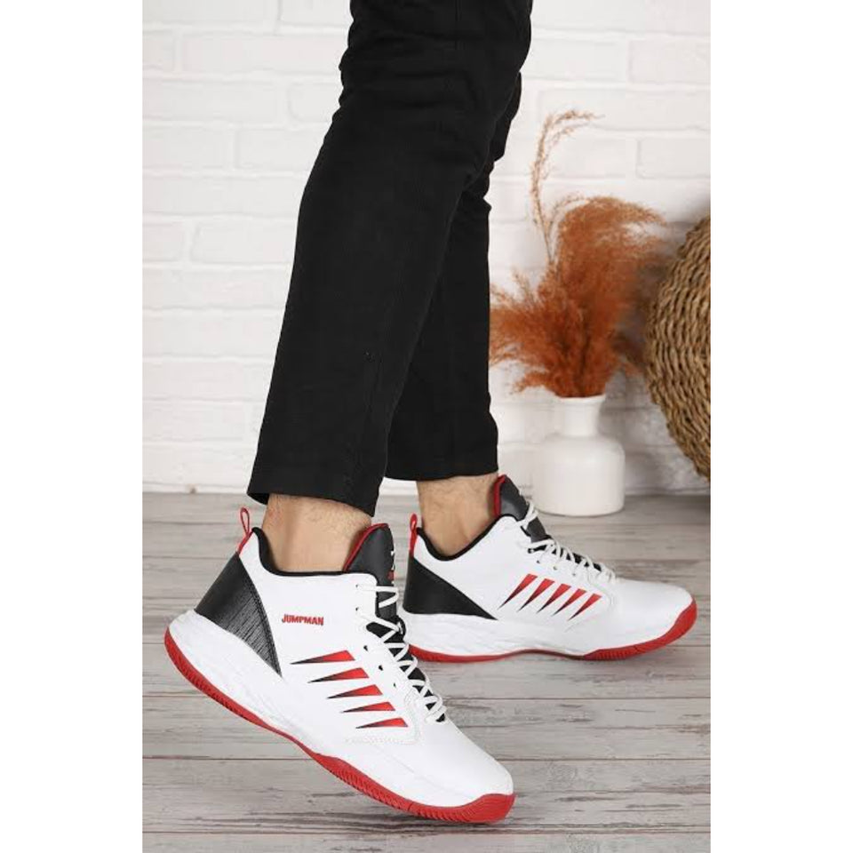 Jump Women's White/Red High-Top Athletic Sneakers