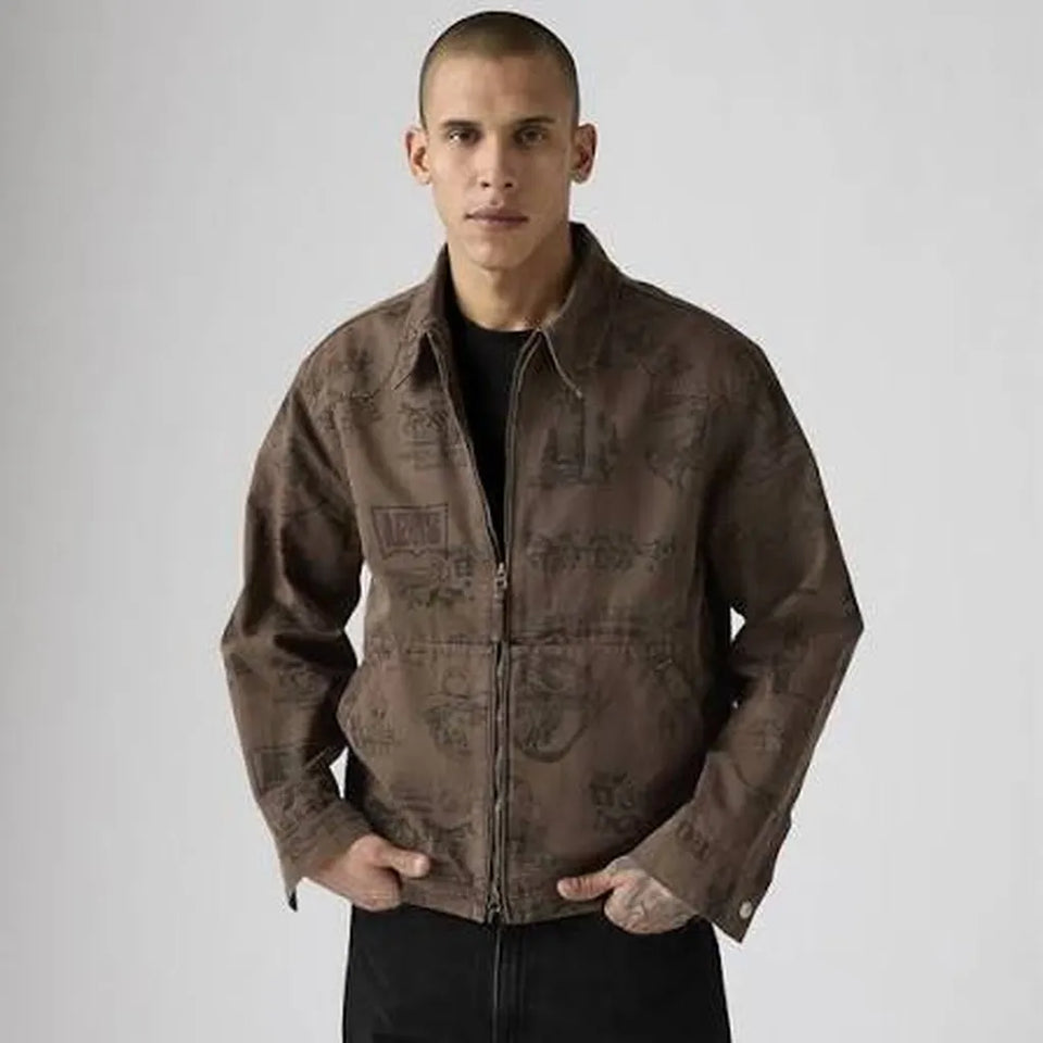 Levi's Men's Dark Brown All Over Printed Polk Jacket