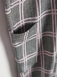 Close-up of a textured fabric with a checkered pattern on a white background