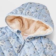 Cat & Jack Girl's Blue Floral Cozy Quilted Reversible Puffer Jacket | Cat & Jack In Lebanon