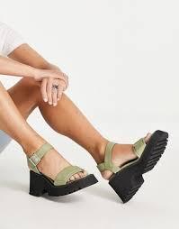 Asos Design Women's Khaki Chunky Sandals ANS995