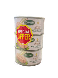 Deroni White Tuna Meat in Vegetable Oil x3